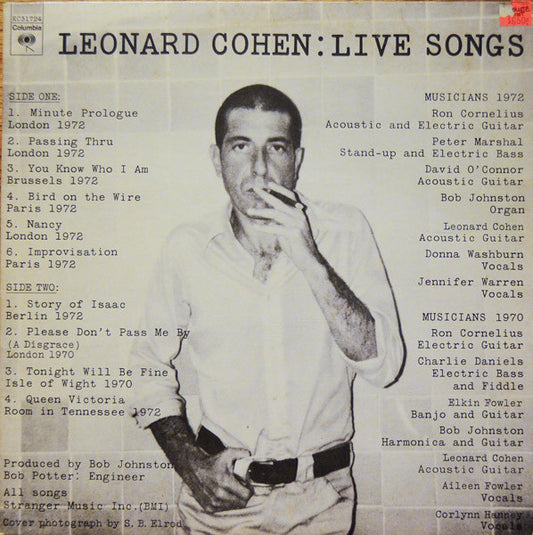 Live Songs - LEONARD COHEN